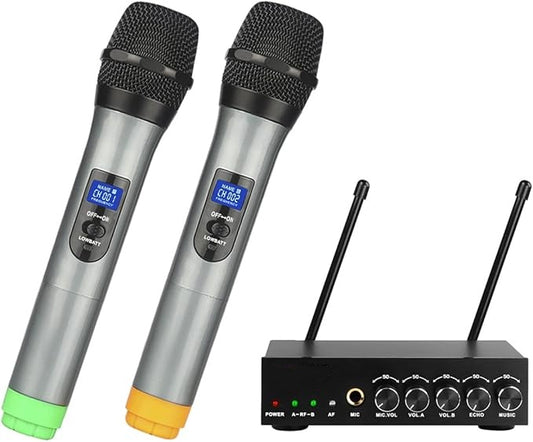 Dual Channel Wireless Handheld Microphone, Easy-to-use Karaoke Wireless Microphone System