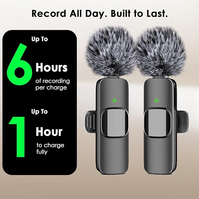 🎤 Wireless Lavalier Microphone - Dual Channel Pro Audio for iPhone/iPad/Android, Noise Reduction with Windshield, Ideal for Live Streaming, Vlog, Interviews, Video Recording 🎤